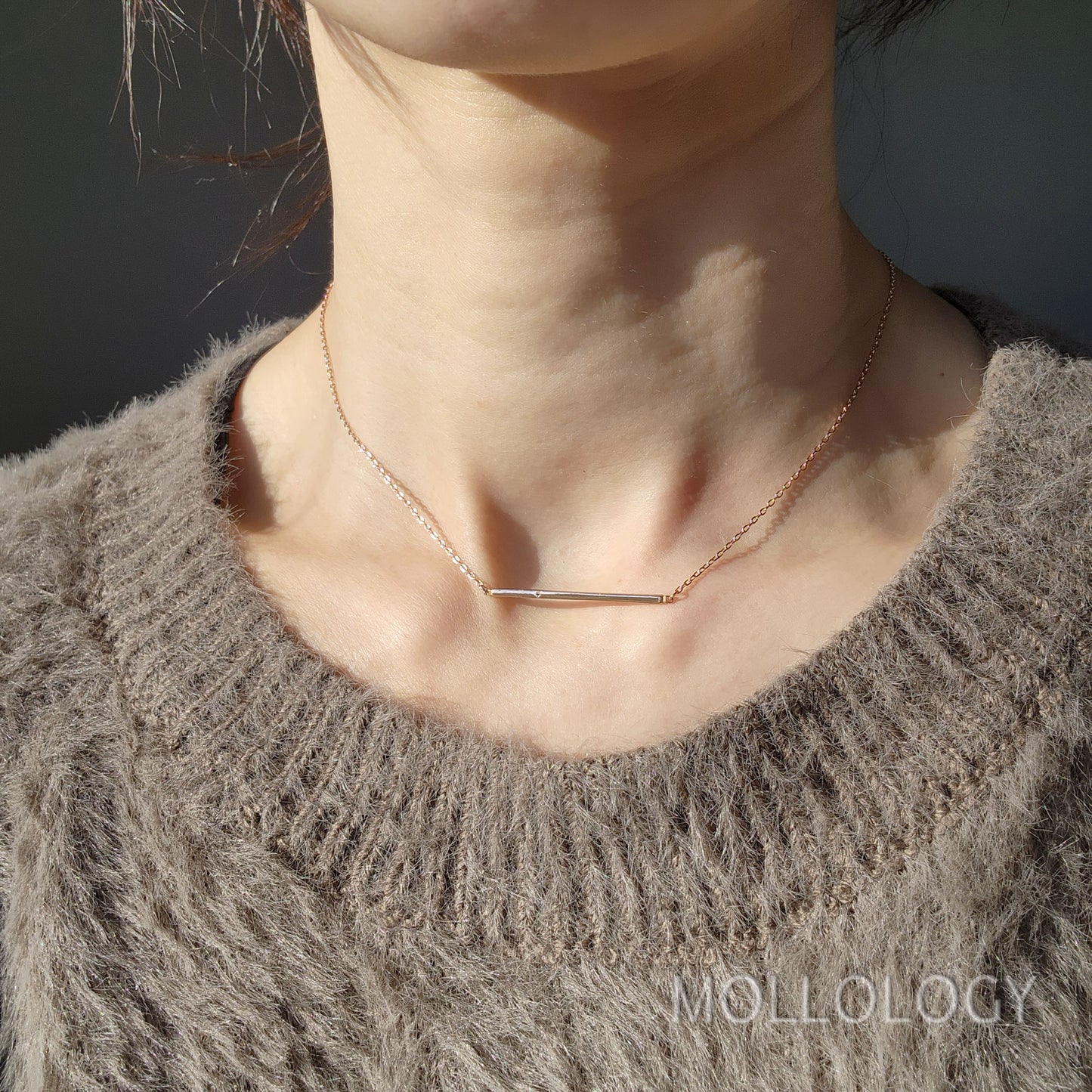 Bar Necklace, Minimal Bar Necklace, Dainty CZ Necklace, Tiny Diamond Necklace, Pavé Necklace, Silver Necklace, Dainty Necklace, Gift for Her