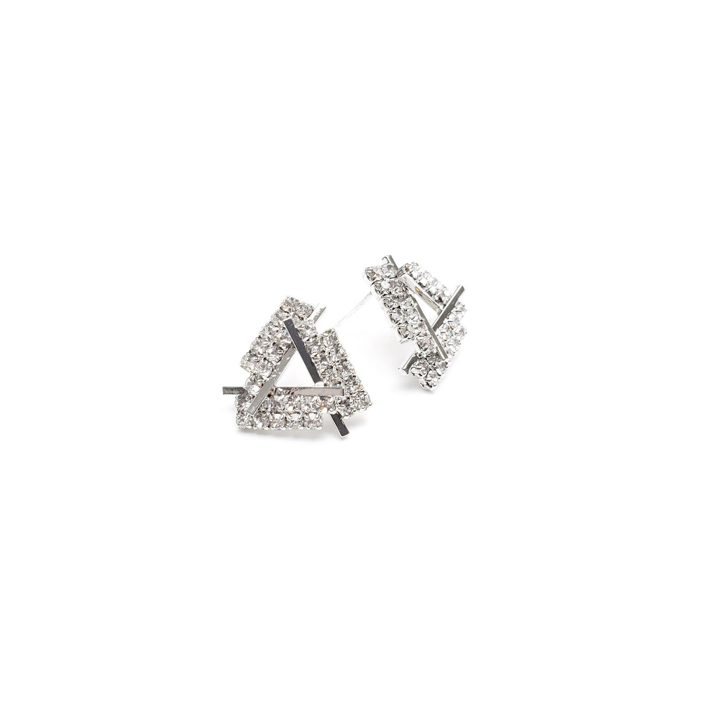 white gold pave stud earrings
