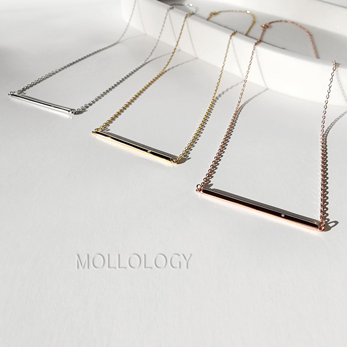 Bar Necklace, Minimal Bar Necklace, Dainty CZ Necklace, Tiny Diamond Necklace, Pavé Necklace, Silver Necklace, Dainty Necklace, Gift for Her 