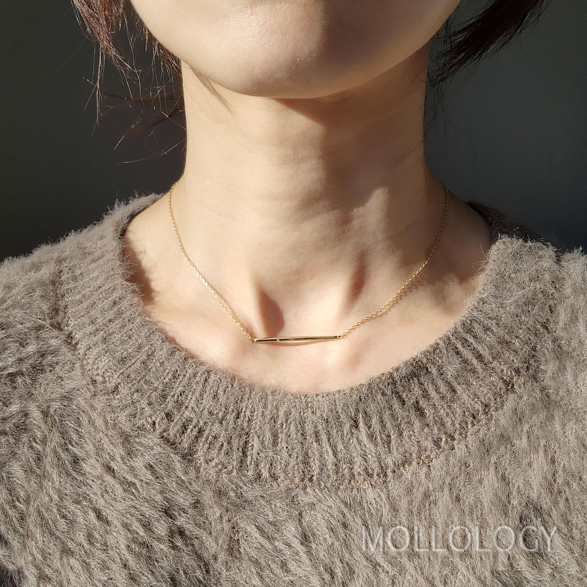Bar Necklace, Minimal Bar Necklace, Dainty CZ Necklace, Tiny Diamond Necklace, Pavé Necklace, Silver Necklace, Dainty Necklace, Gift for Her 