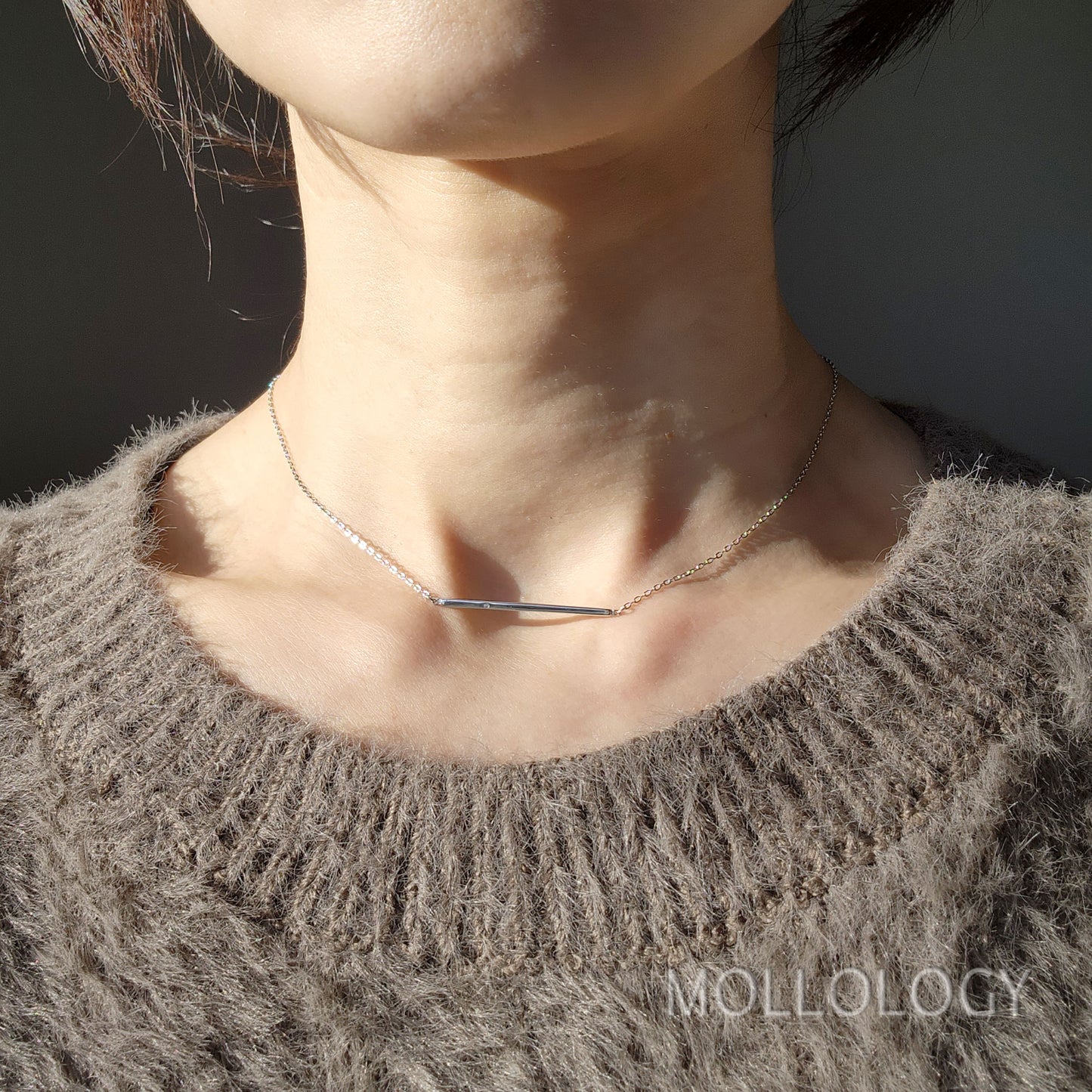 Bar Necklace, Minimal Bar Necklace, Dainty CZ Necklace, Tiny Diamond Necklace, Pavé Necklace, Silver Necklace, Dainty Necklace, Gift for Her 