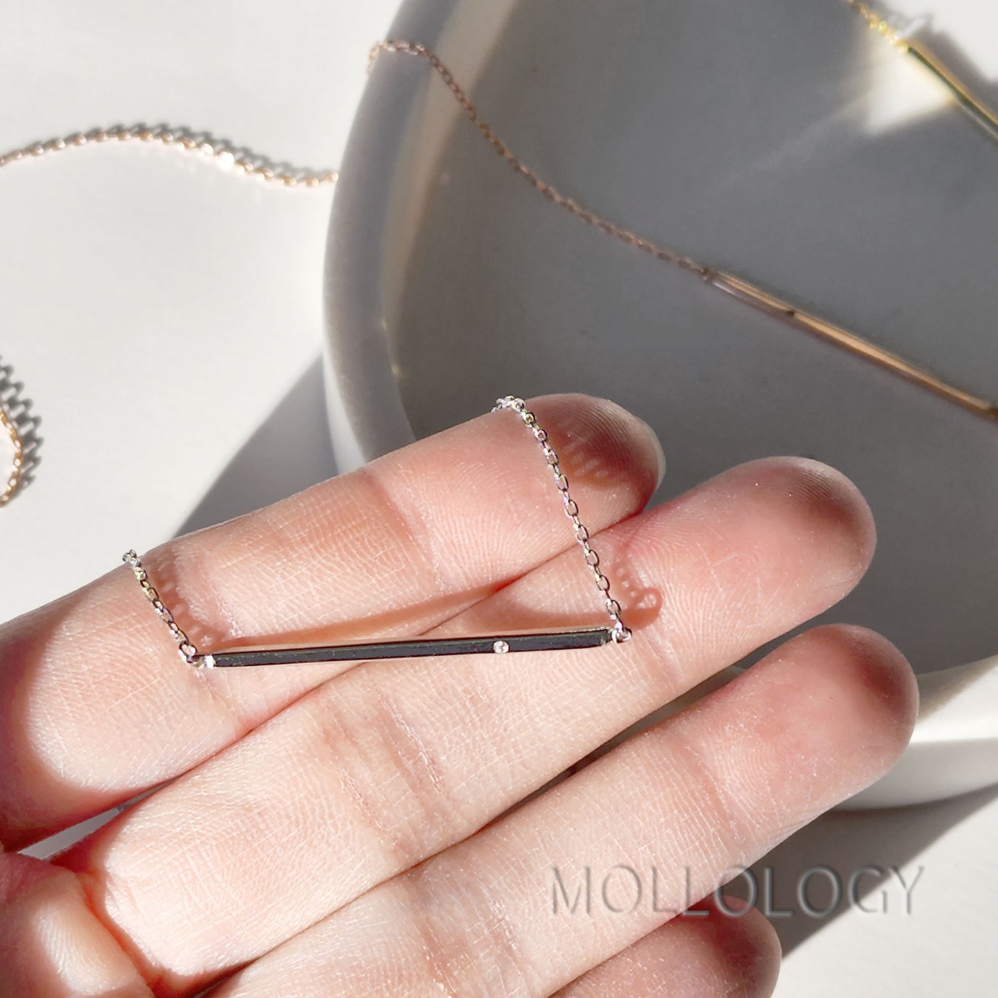 Bar Necklace, Minimal Bar Necklace, Dainty CZ Necklace, Tiny Diamond Necklace, Pavé Necklace, Silver Necklace, Dainty Necklace, Gift for Her 