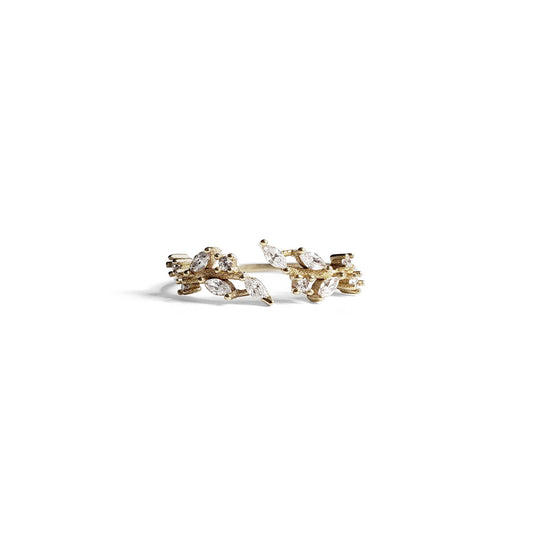 Open ring, leaf ring, marquise ring, gold ring, dainty ring