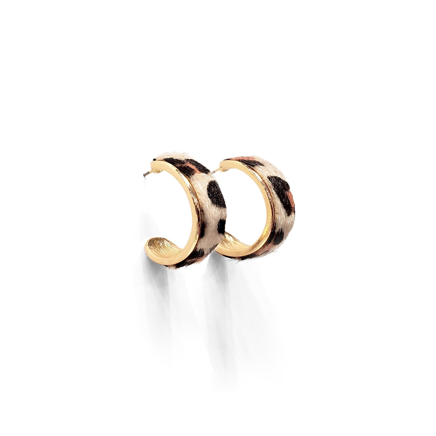 chunky gold hoops, hoop earrings, animal print, leather hoops, statement earrings