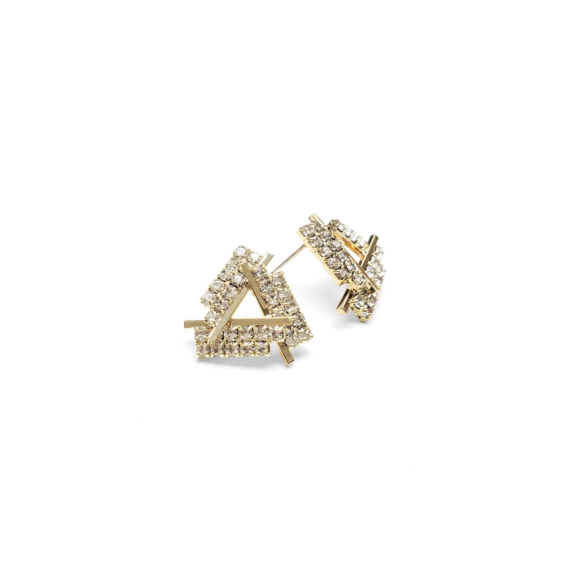 gold pave stud earrings