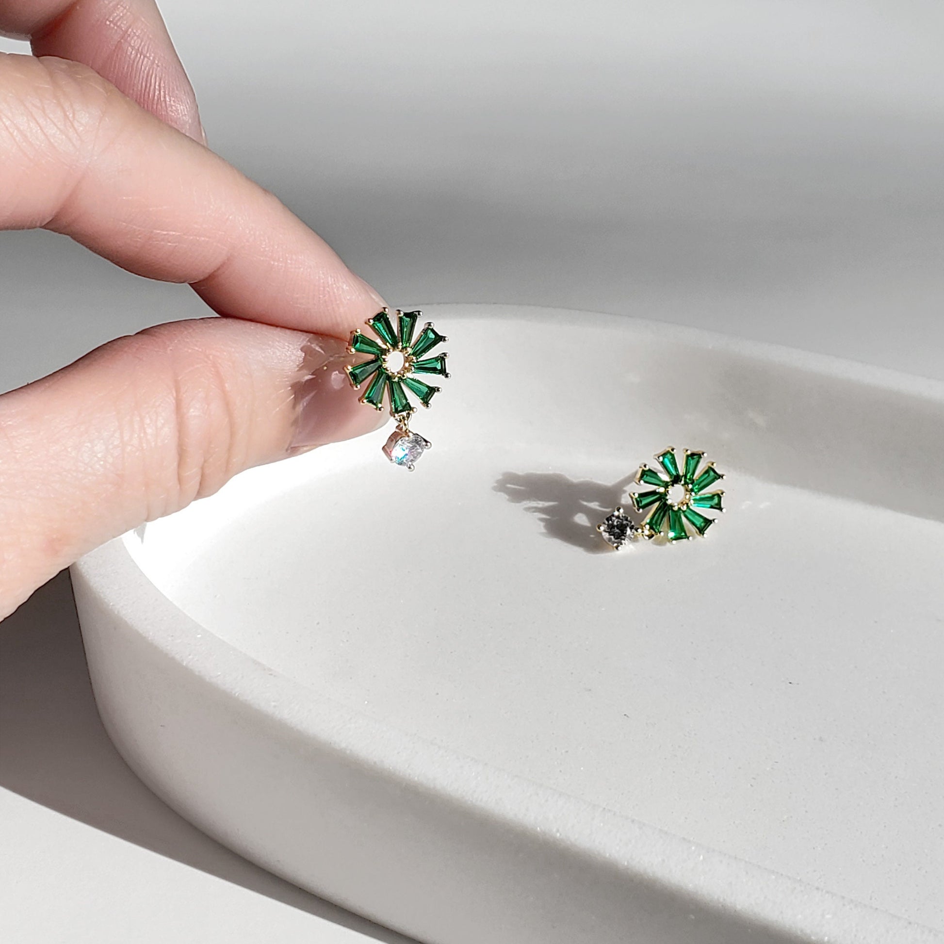 Emerald Baguette Earrings