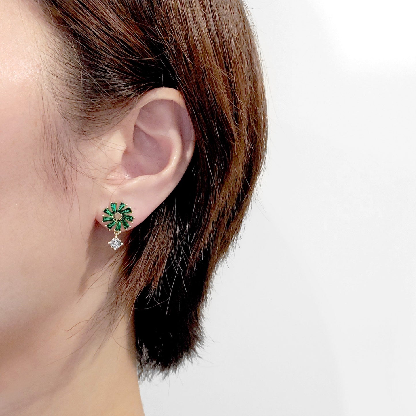 Emerald Baguette Earrings