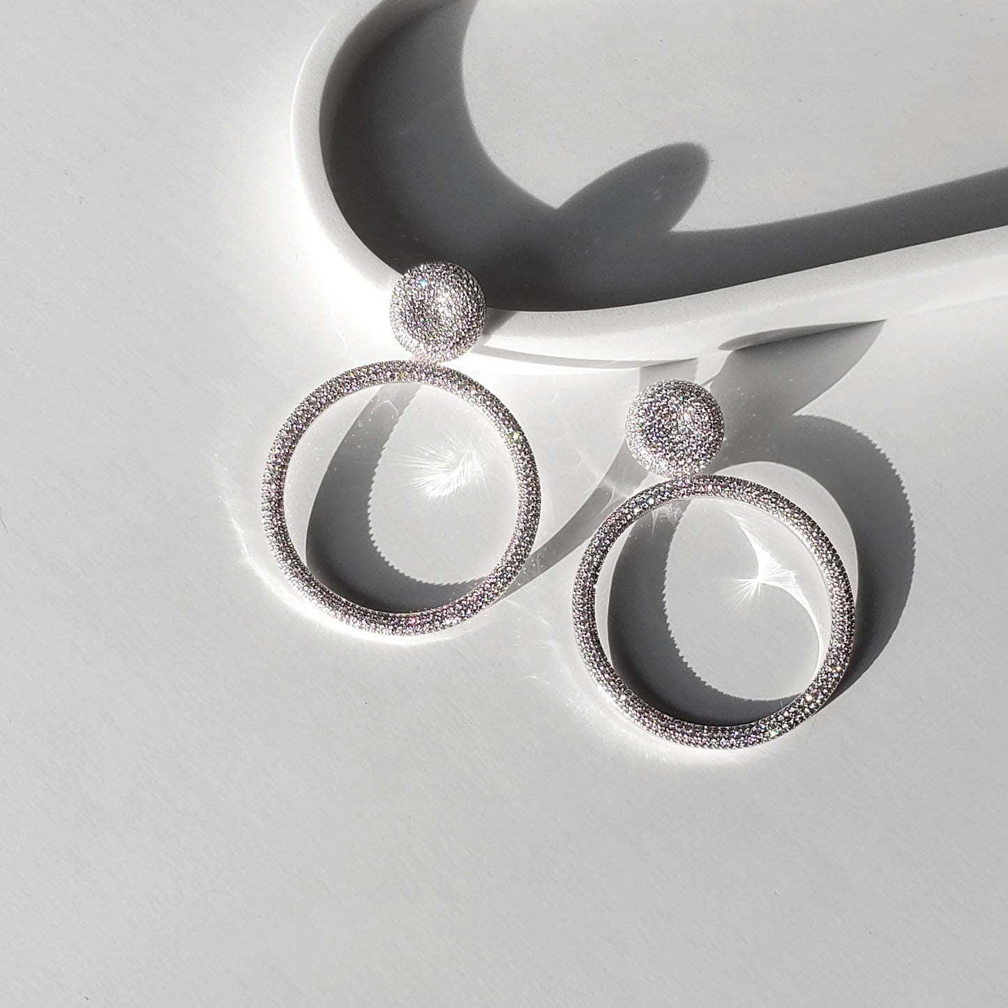 Large White Gold Hoop Earrings