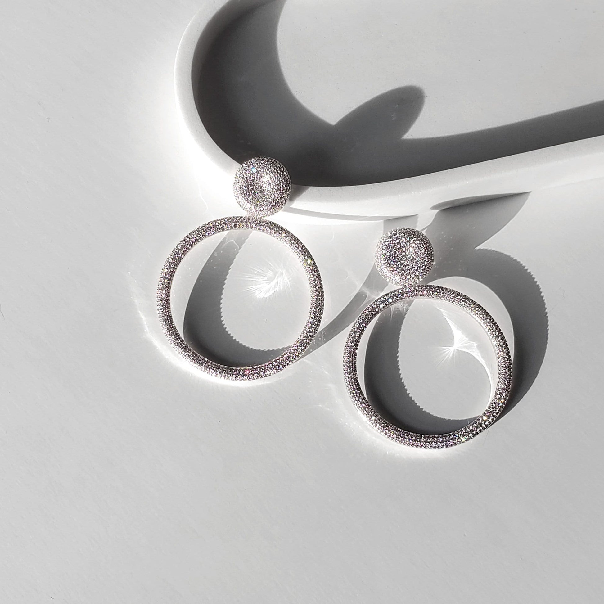 Large White Gold Hoop Earrings