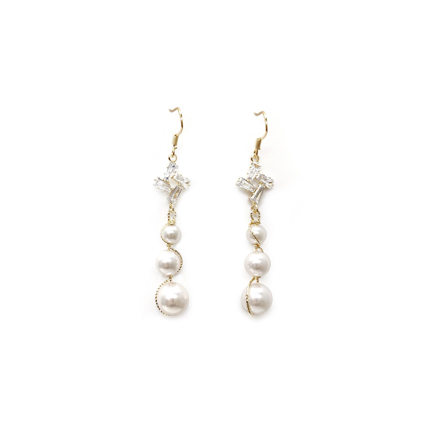 Pearl Drop Baguette Earrings