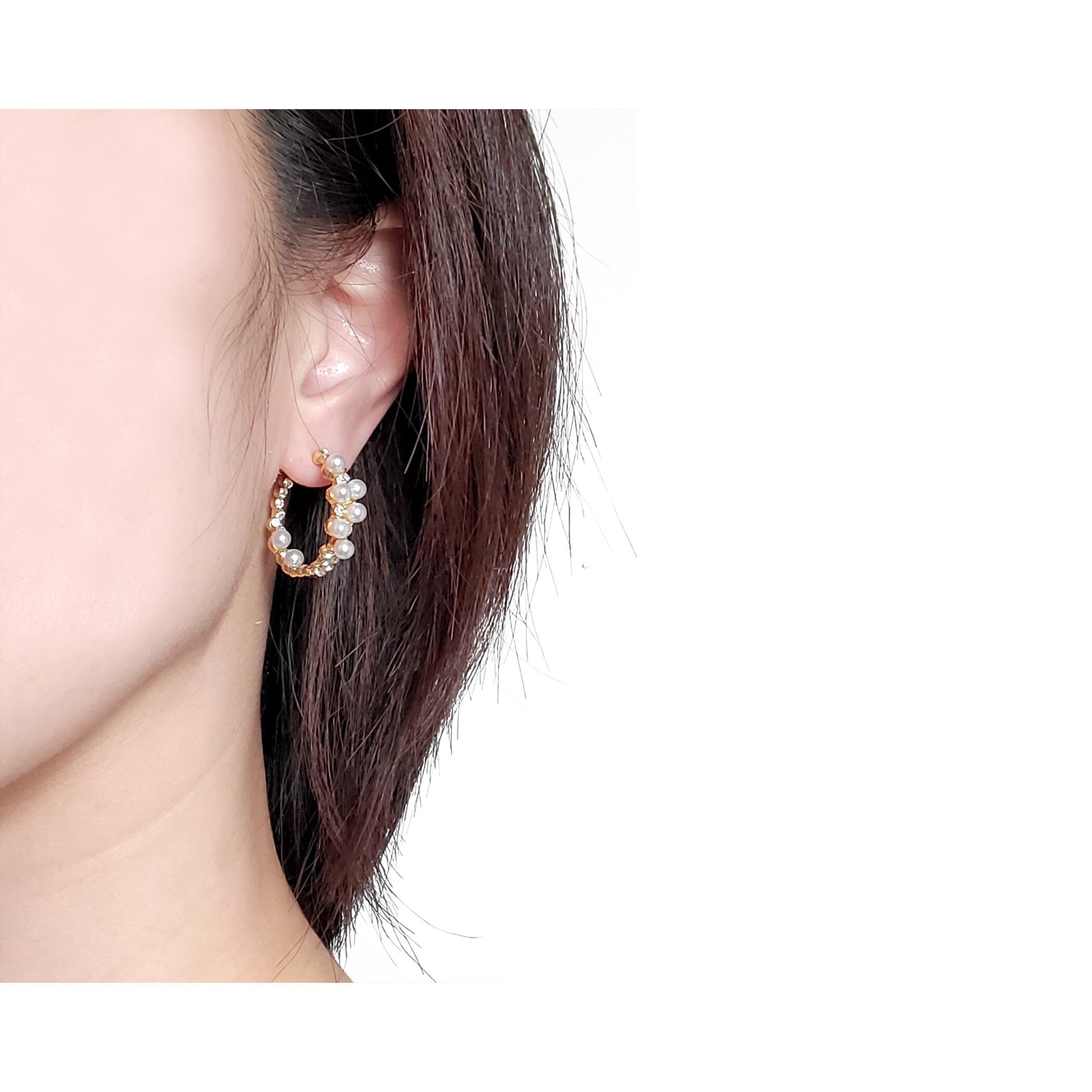 Cluster Pearl Hoops