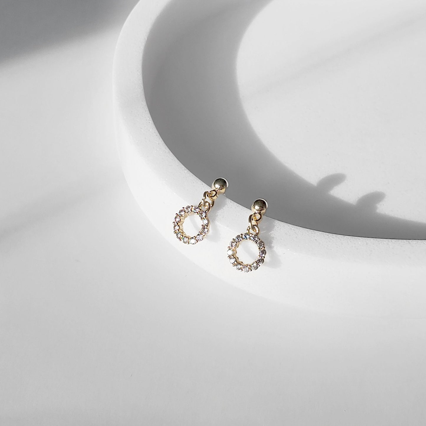 Tiny Pave Circle Earrings