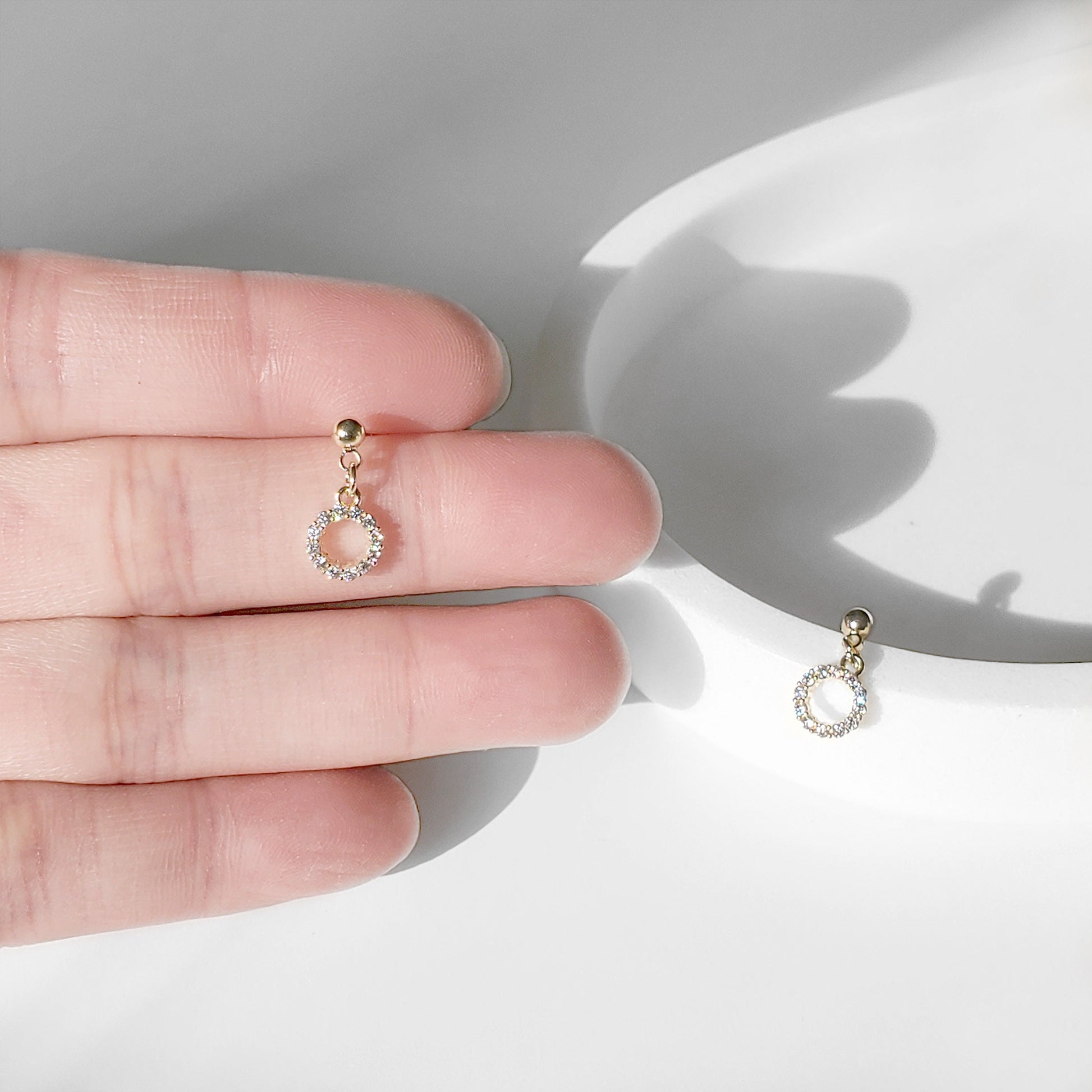 Tiny Pave Circle Earrings