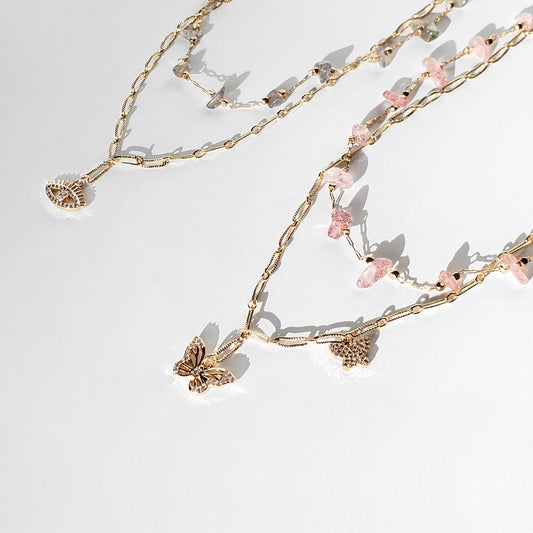 Gold Layered Beaded Necklace