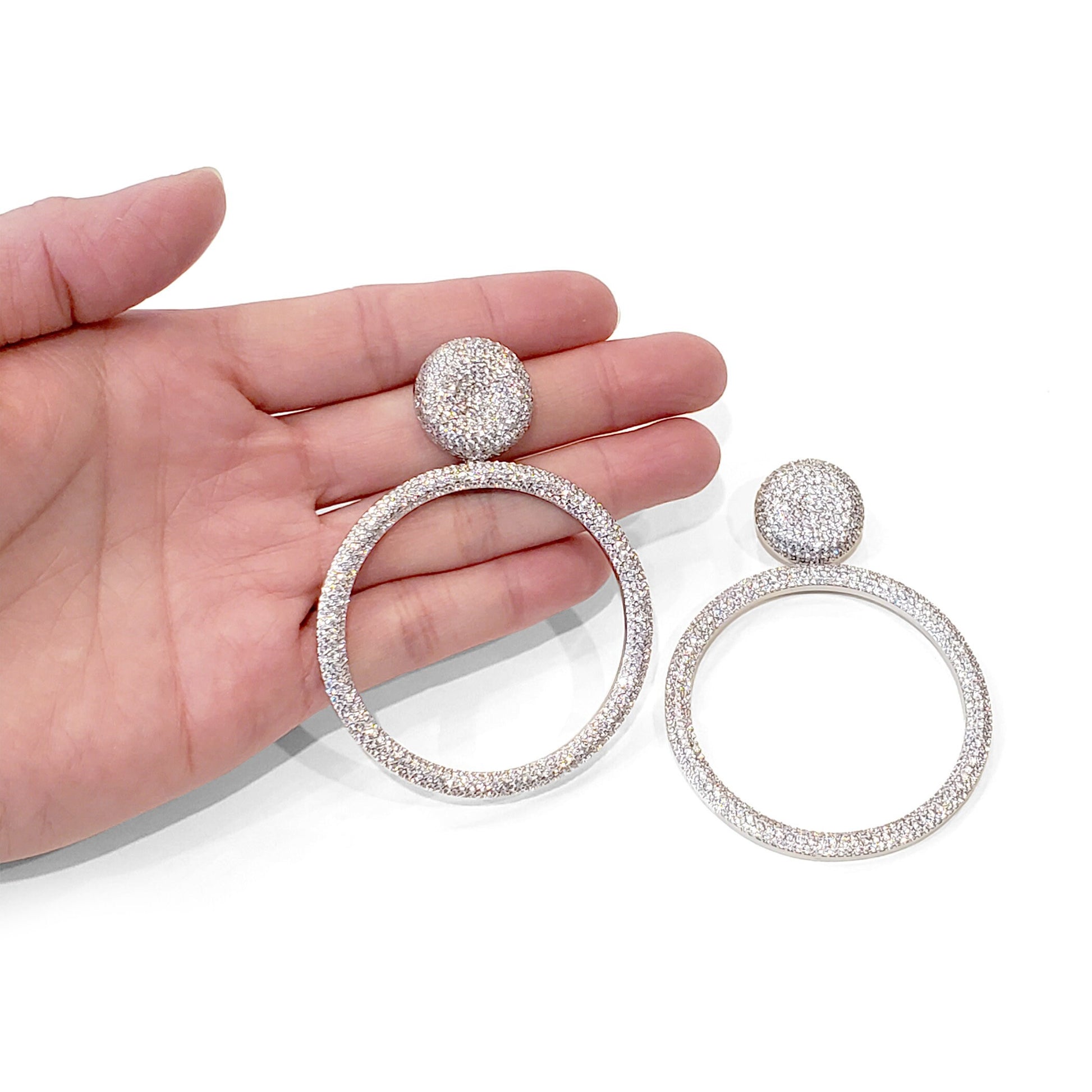 Large White Gold Hoop Earrings