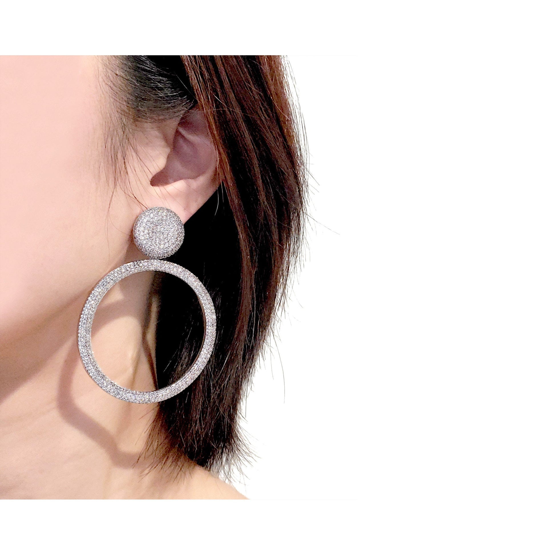 Large White Gold Hoop Earrings