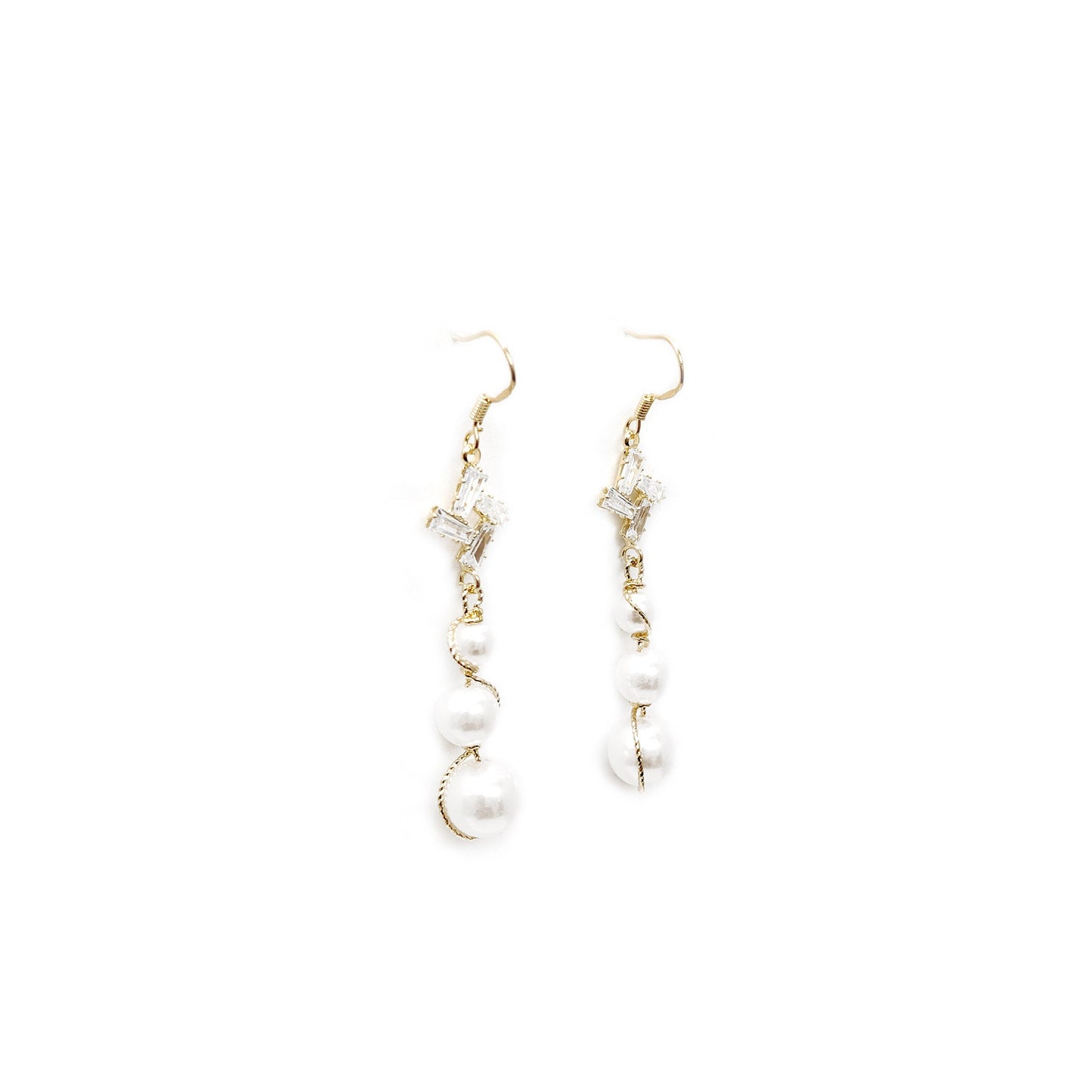 Pearl Drop Baguette Earrings