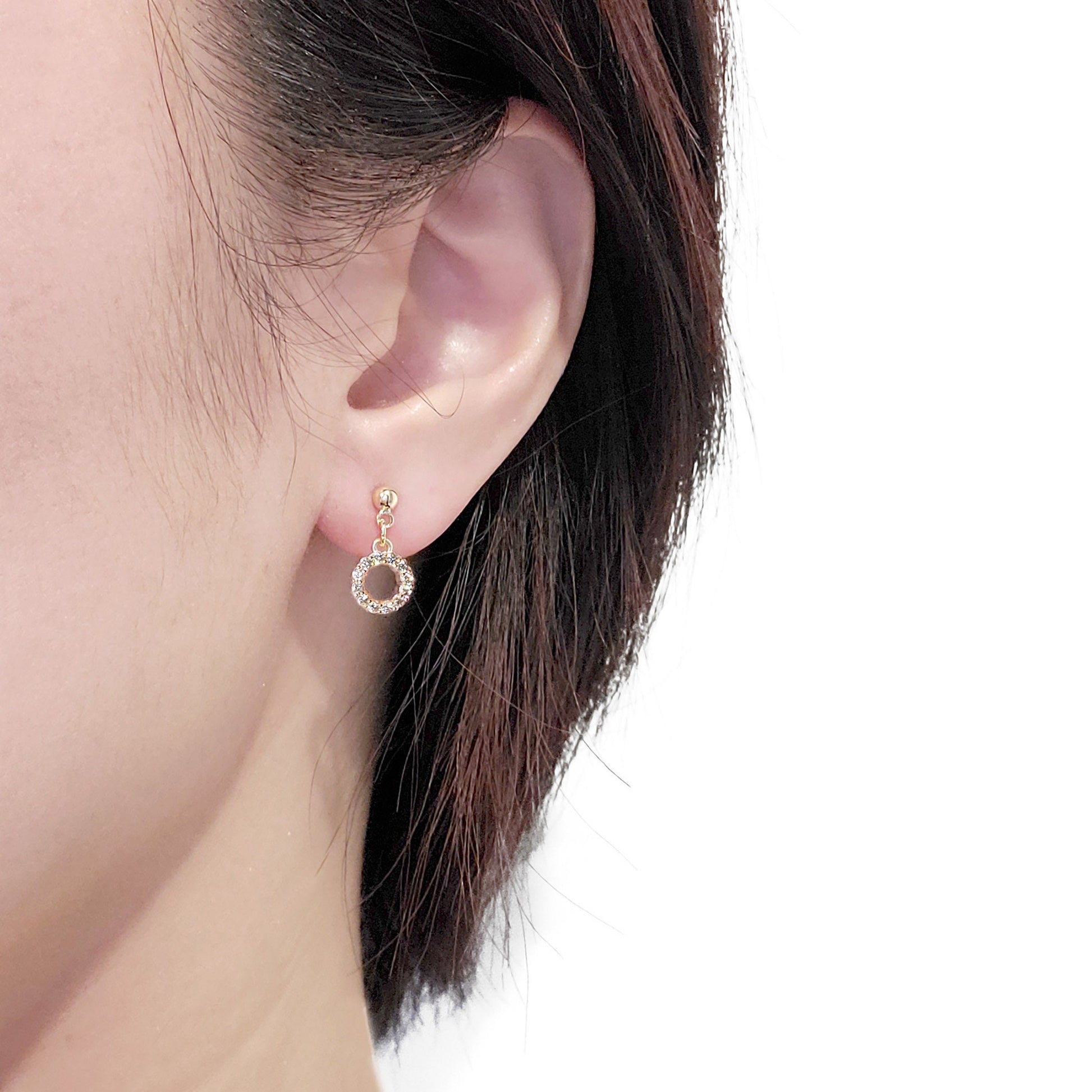 Tiny Pave Circle Earrings