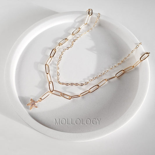 Starfish Layered Chain Link Necklace