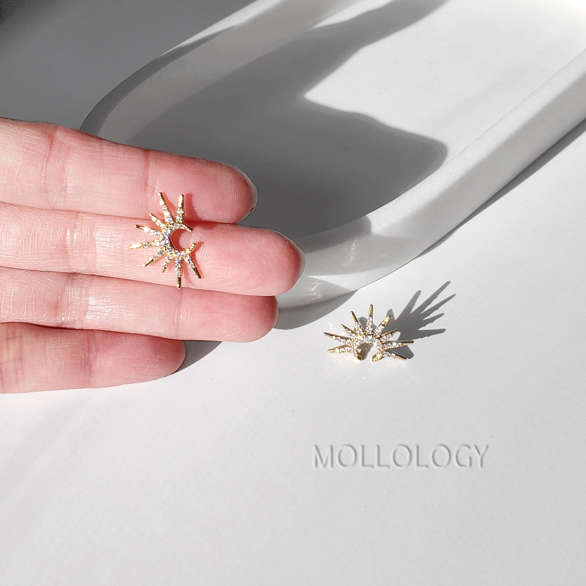 Sunburst Earrings, Starburst Earrings, Sun Earrings, Sputnik Spike Earrings, Gold Star Stud Earrings, Mid Century Studs, Statement Earrings