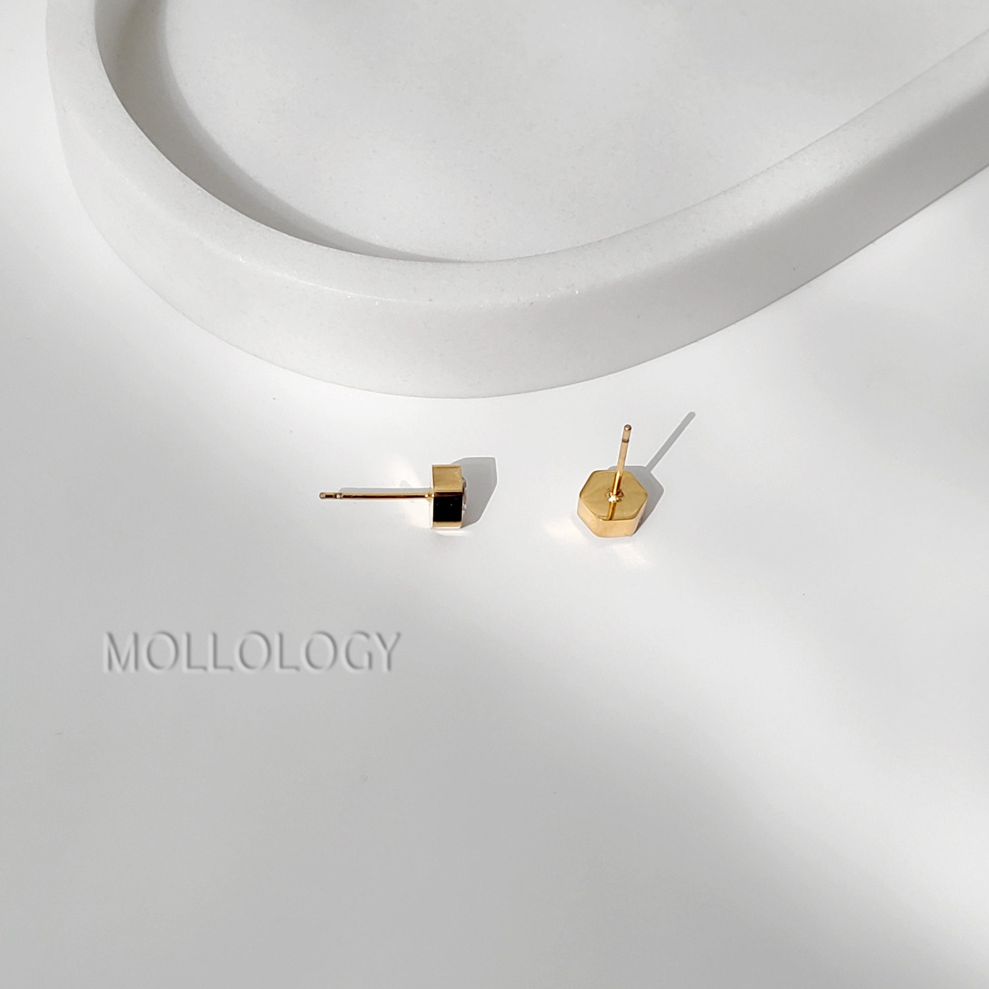 Bezel Earrings, 18K Gold Stud Earrings, Dainty Gold Earrings, Minimalist Earrings, Gold Hexagon Earrings, Dainty CZ Earrings, Dainty Studs, Stainless Steel Earrings, Simple Studs, Everyday Earrings, Tiny Gold Studs, Small Studs.