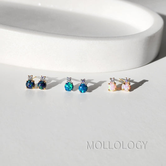 Opal Earrings, Opal Studs, Birthstone