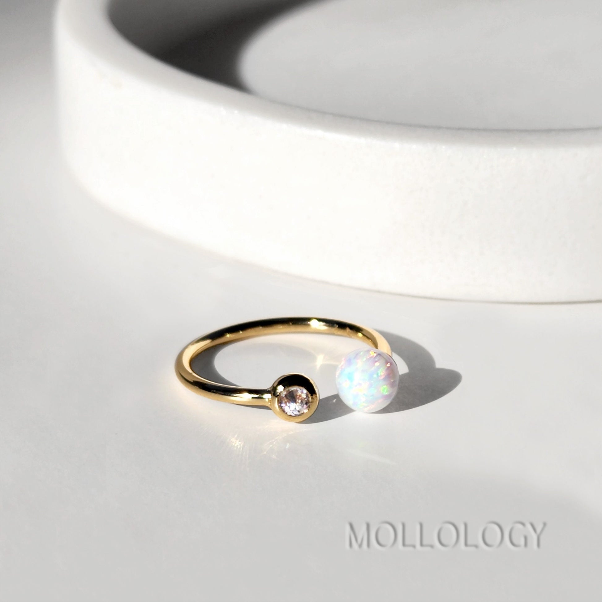 Opal Ring, Opal Gold Ring, Birthstone Opal