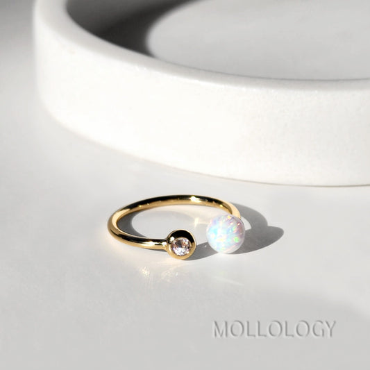 Opal Ring, Opal Gold Ring, Birthstone Opal