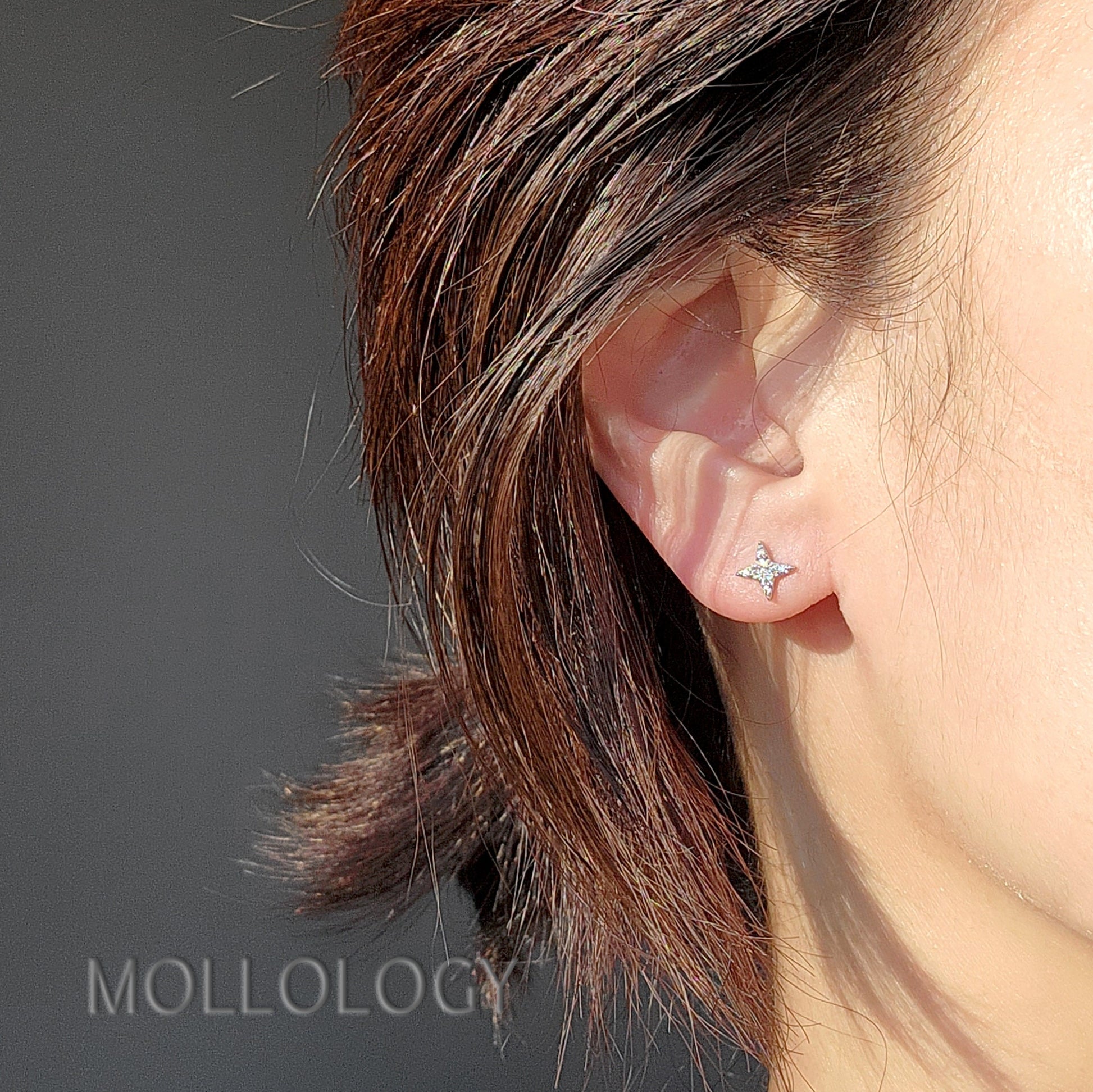 These Tiny Star Moon Earrings feature petite crescent moon and star studs with pavé CZ, creating a minimalist look that still catches the light. Designed for everyday wear, these tiny stud earrings are lightweight, comfortable, and perfect for second piercings or delicate stacking.

These dainty star moon earrings make a sweet gift for her for birthdays, holidays, or just because. Ideal for anyone who loves minimalist earrings, celestial jewelry, and tiny studs with a subtle touch of sparkle.