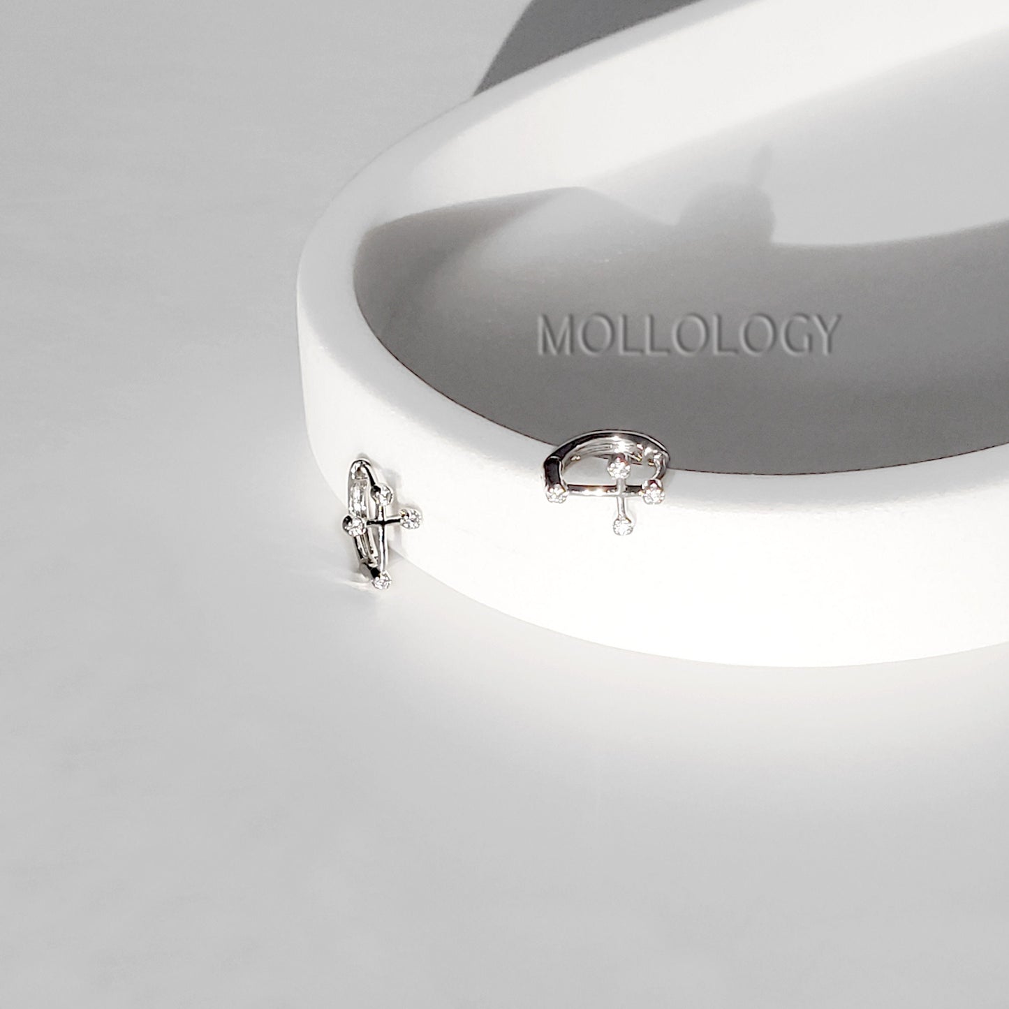 Tiny Silver Hoop Earring, Cross Earrings, Cross Huggie Earrings, Dainty Hoop Earring, Cartilage Hoop Earrings, Silver Huggie Hoop Earrings