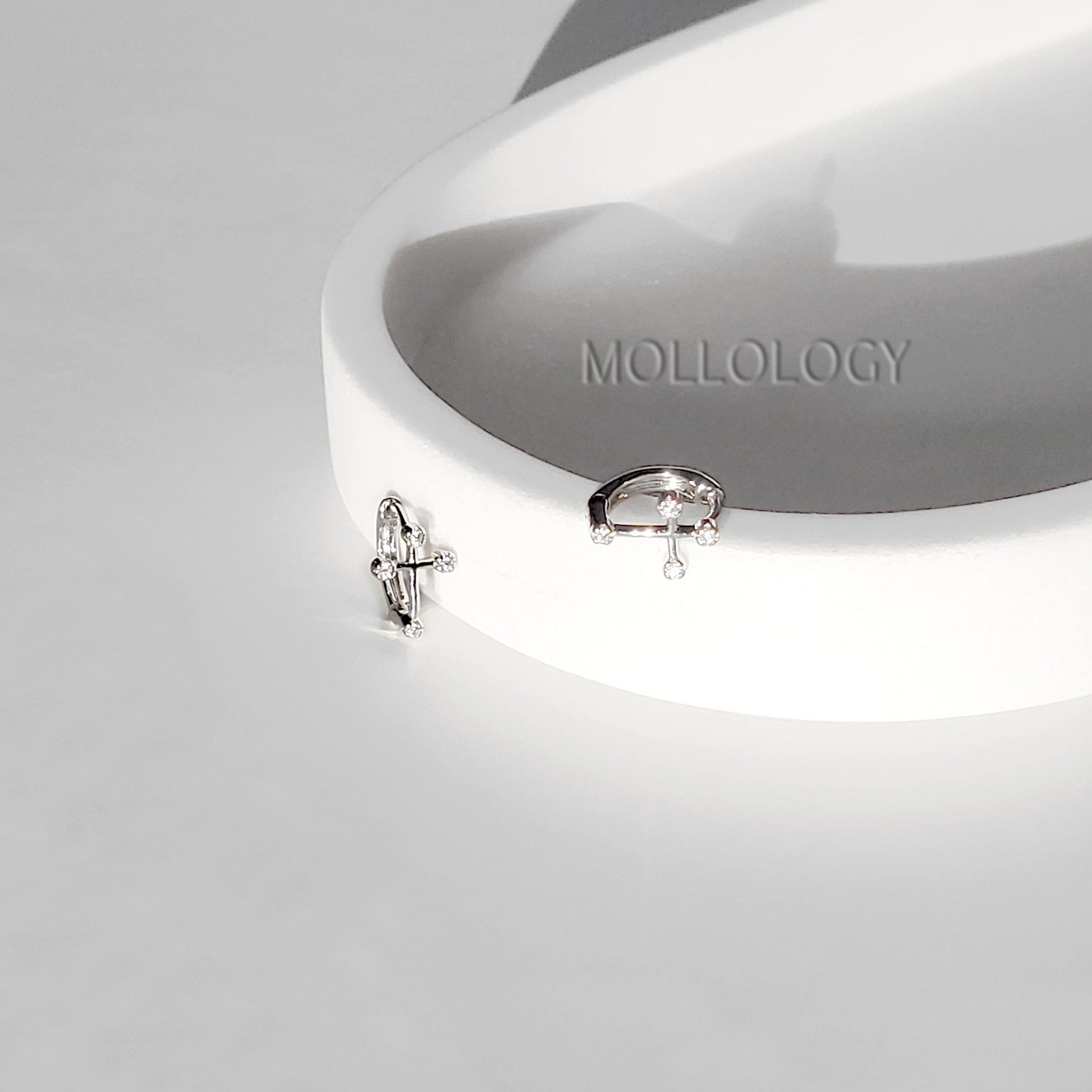 Tiny Silver Hoop Earring, Cross Earrings, Cross Huggie Earrings, Dainty Hoop Earring, Cartilage Hoop Earrings, Silver Huggie Hoop Earrings